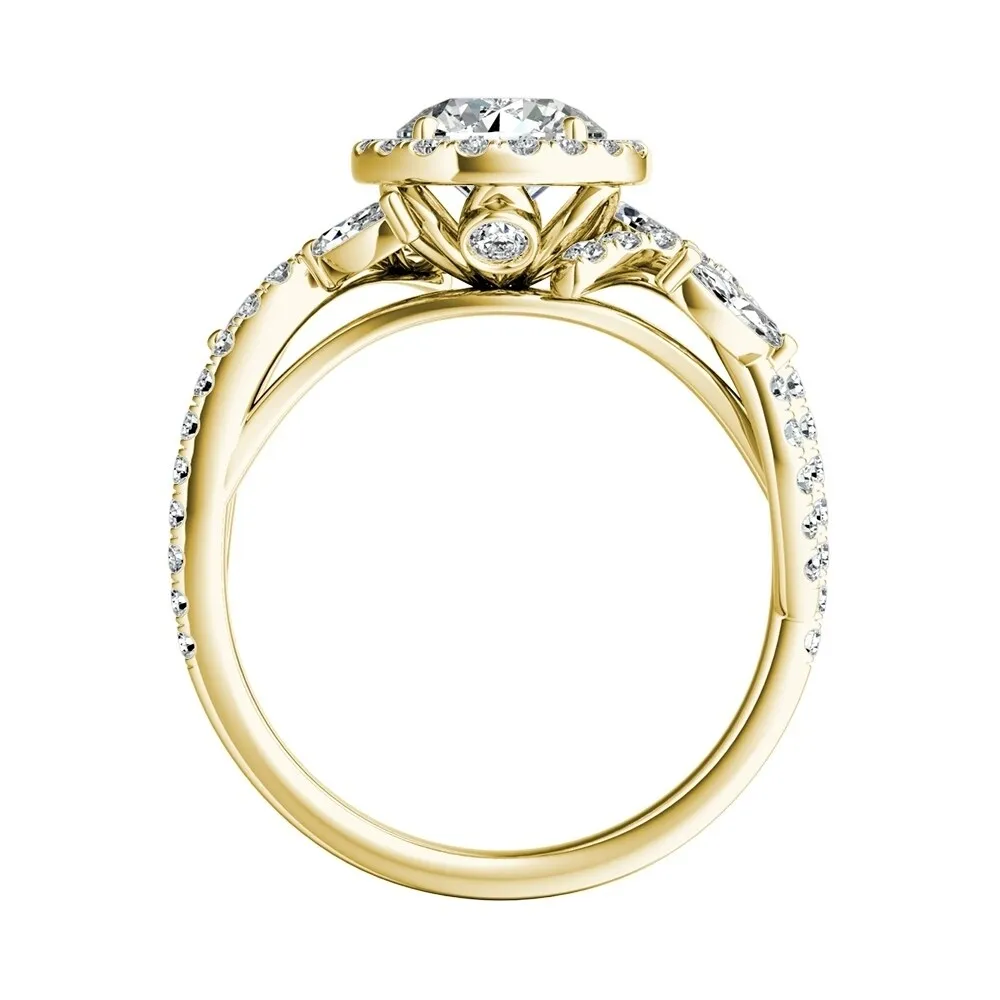 Auriya Vintage Fleur 1 1/2ct Round Moissanite and 3/4ctw Halo Diamond Engagement Ring 14K Gold sold by Zulily product image thumbnail 2