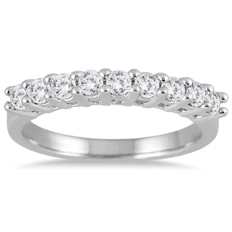 Marquee Jewels 10k White Gold 1ct TDW Prong 9-stone Diamond Band sold by Zulily