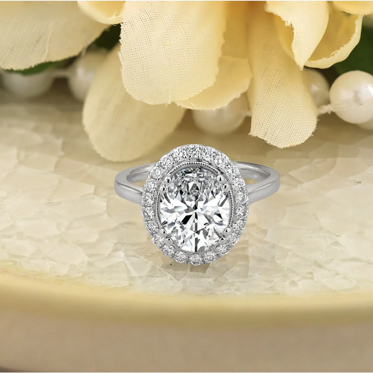 Auriya 14k Gold 2 1/4ct Vintage Oval Moissanite Halo Diamond Engagement Ring 1/3cttw sold by Zulily product image thumbnail 2