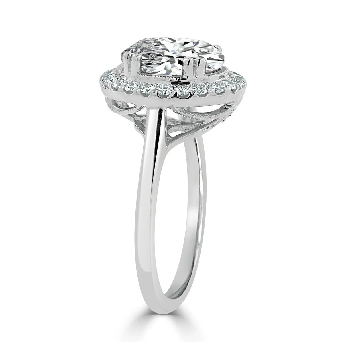 Auriya 14k Gold 2 1/4ct Vintage Oval Moissanite Halo Diamond Engagement Ring 1/3cttw sold by Zulily product image thumbnail 5