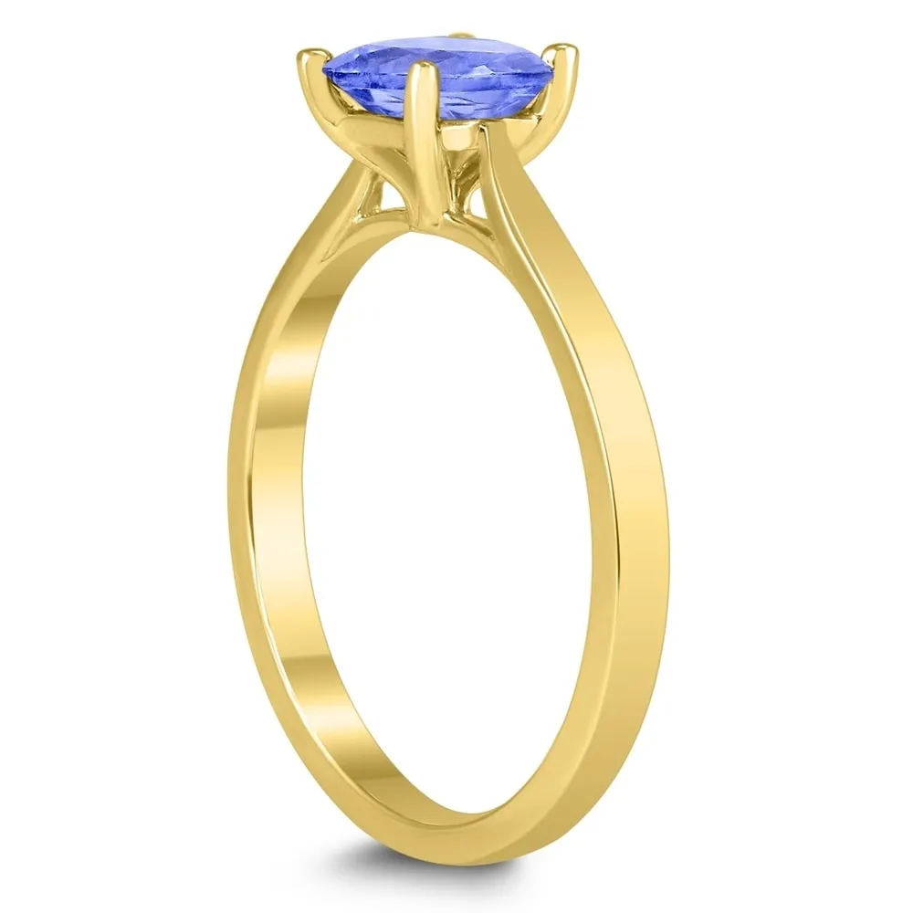 Square Princess Cut 5MM Tanzanite Solitaire Ring in 10K Yellow Gold sold by Zulily product image thumbnail 2