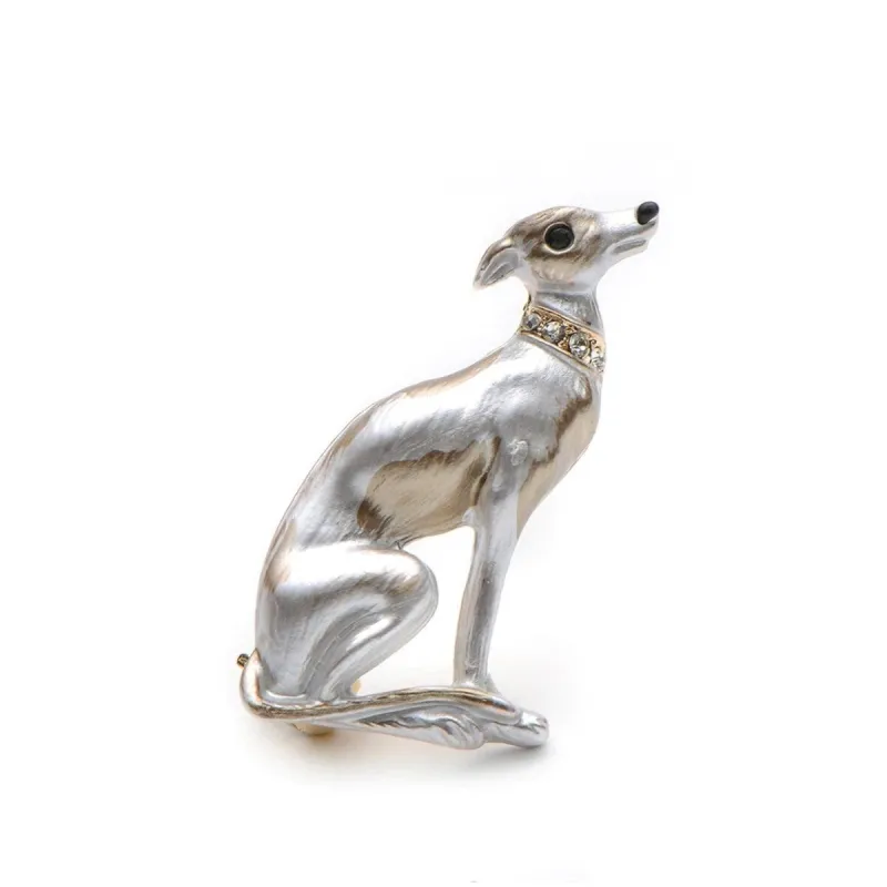 Don't AsK Silvertone Greyhound Brooch sold by Zulily