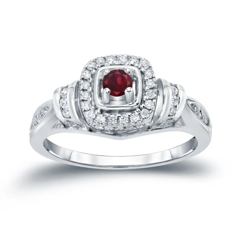 14k Gold 1/5ct Ruby and 1/5ct TDW Diamond Engagement Ring sold by Zulily