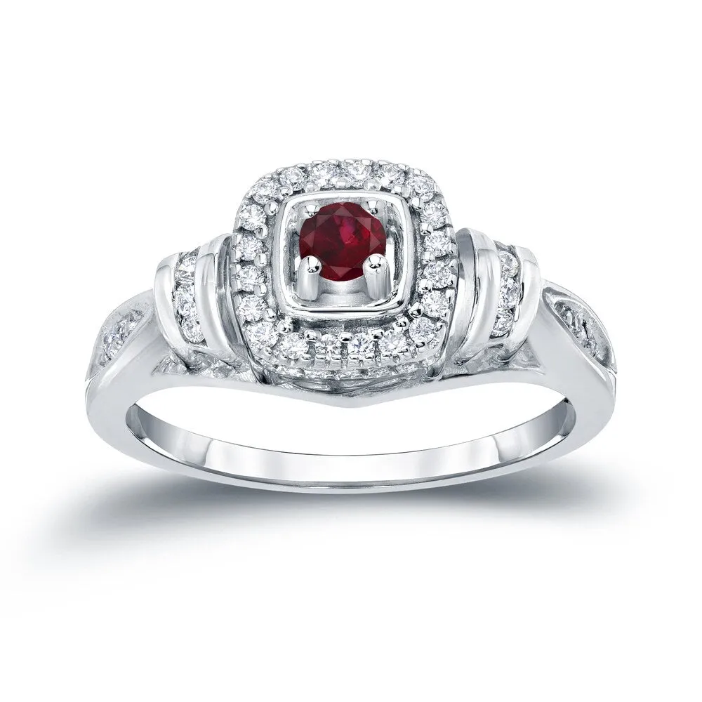 14k Gold 1/5ct Ruby and 1/5ct TDW Diamond Engagement Ring sold by Zulily