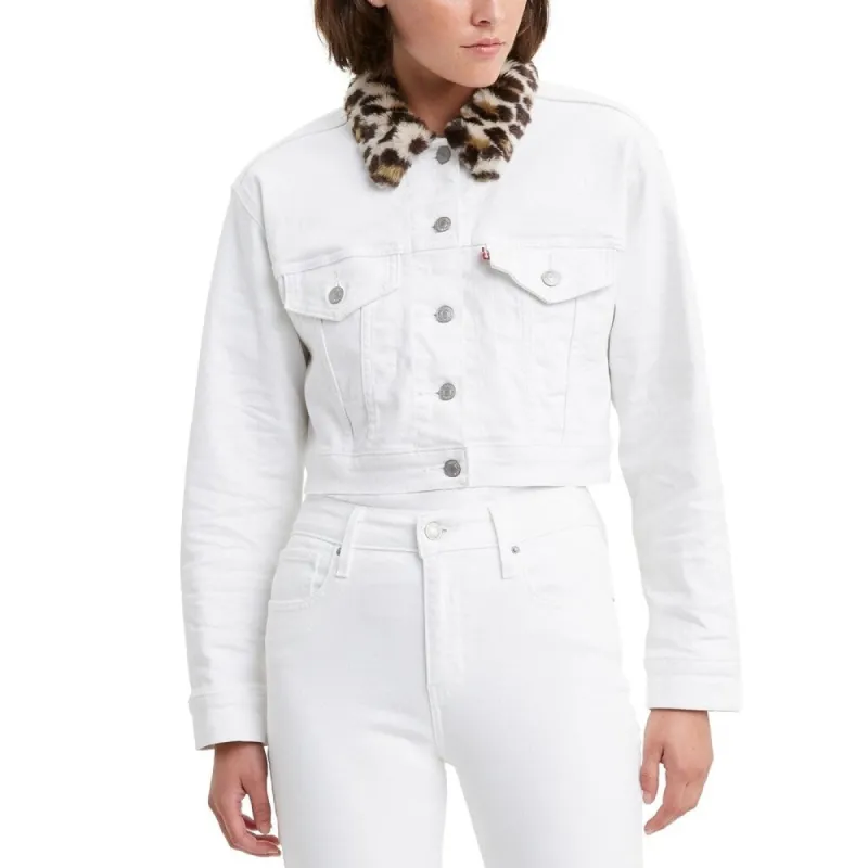 Levi's Women's Limited Cropped Denim Trucker Jacket White Size X-Small sold by Zulily