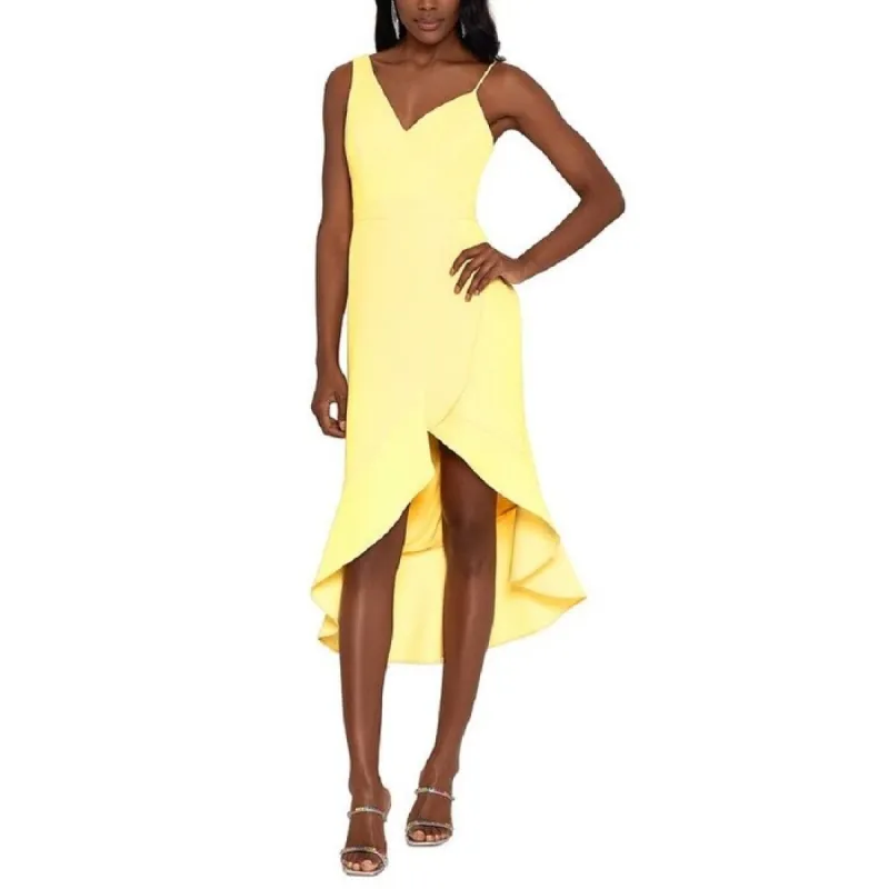 XSCAPE Women's Ruffled High Low Midi Sheath Dress Yellow Size 6 sold by Zulily
