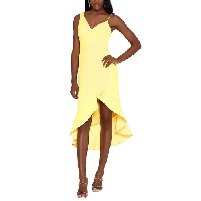 XSCAPE Women's Ruffled High Low Midi Sheath Dress Yellow Size 6 sold by Zulily