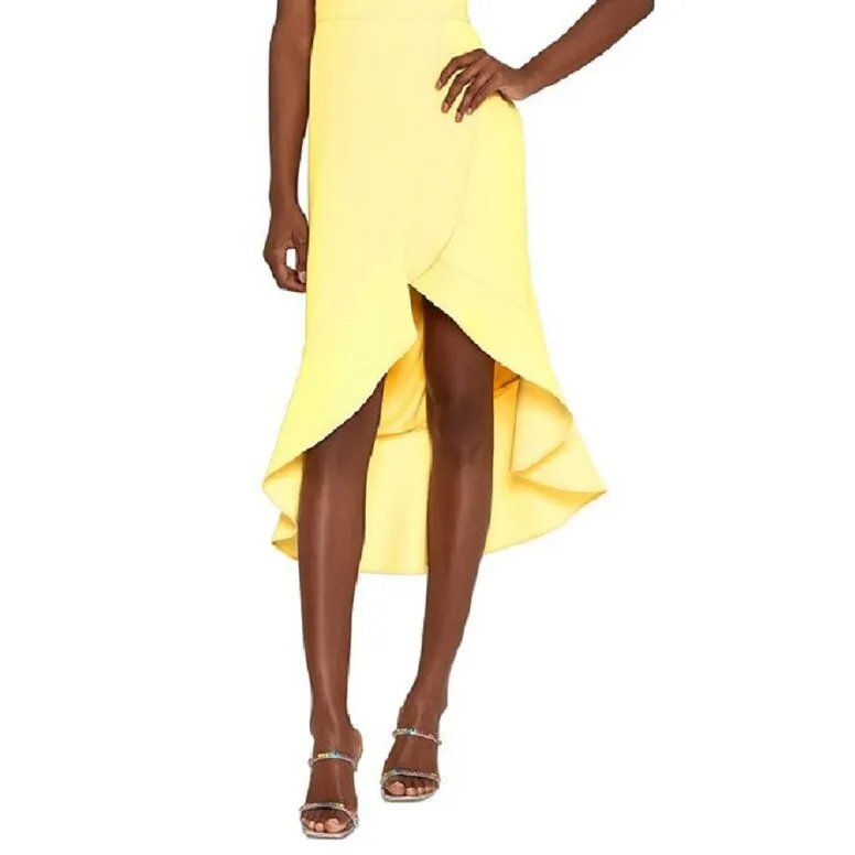 XSCAPE Women's Ruffled High Low Midi Sheath Dress Yellow Size 6 sold by Zulily product image thumbnail 3