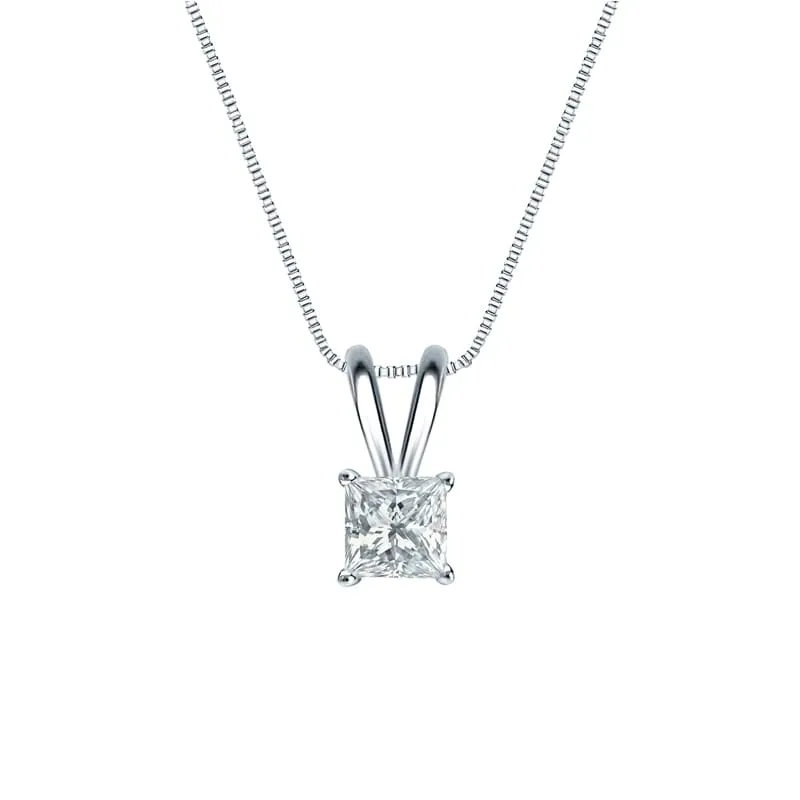 Auriya 18-karat Gold 0.38ctw Princess Solitaire Lab Grown Diamond Necklace 4-Prong Basket (F-G VS) - 0.38 sold by Zulily