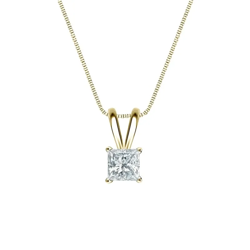 Auriya 18-karat Gold 0.38ctw Princess Solitaire Lab Grown Diamond Necklace 4-Prong Basket (F-G VS) - 0.38 sold by Zulily product image thumbnail 2