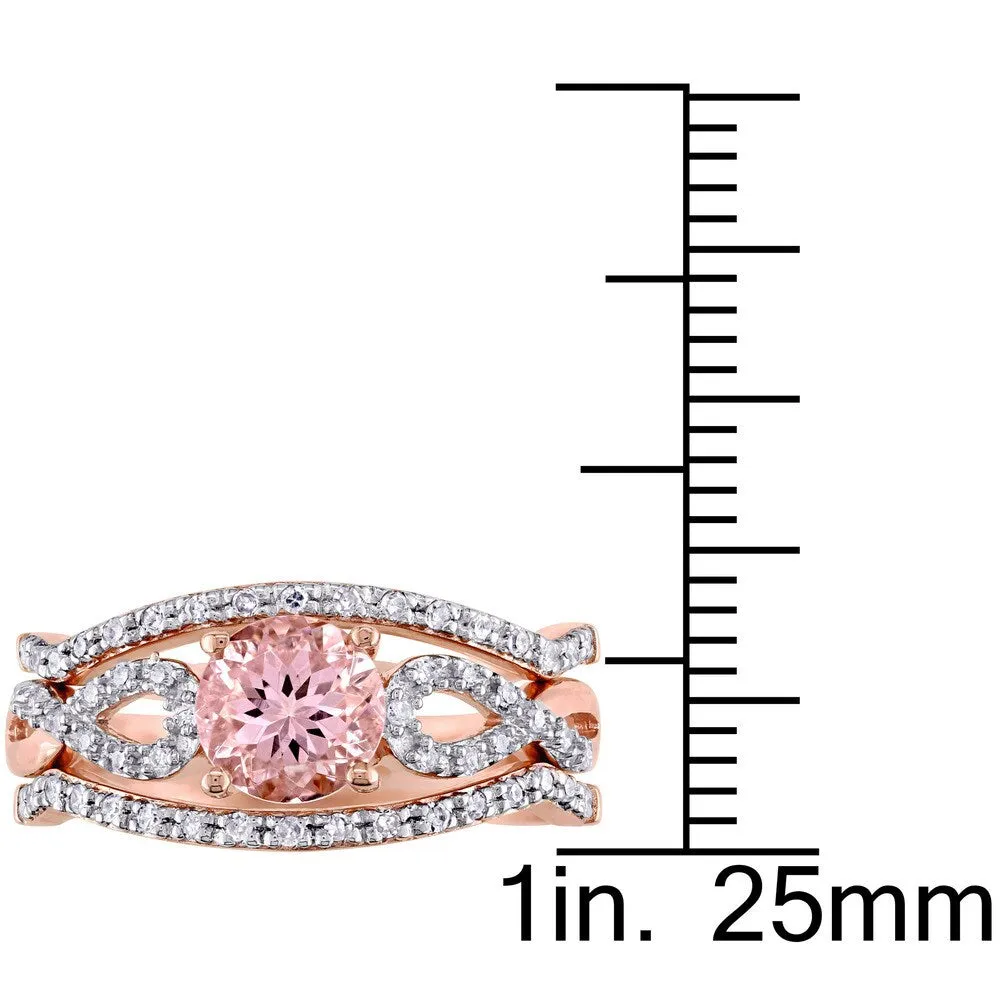 Miadora Signature Collection 10k Rose Gold Morganite and 1/5ct TDW Diamond Infinity Bridal Ring Set - Pink sold by Zulily product image thumbnail 3