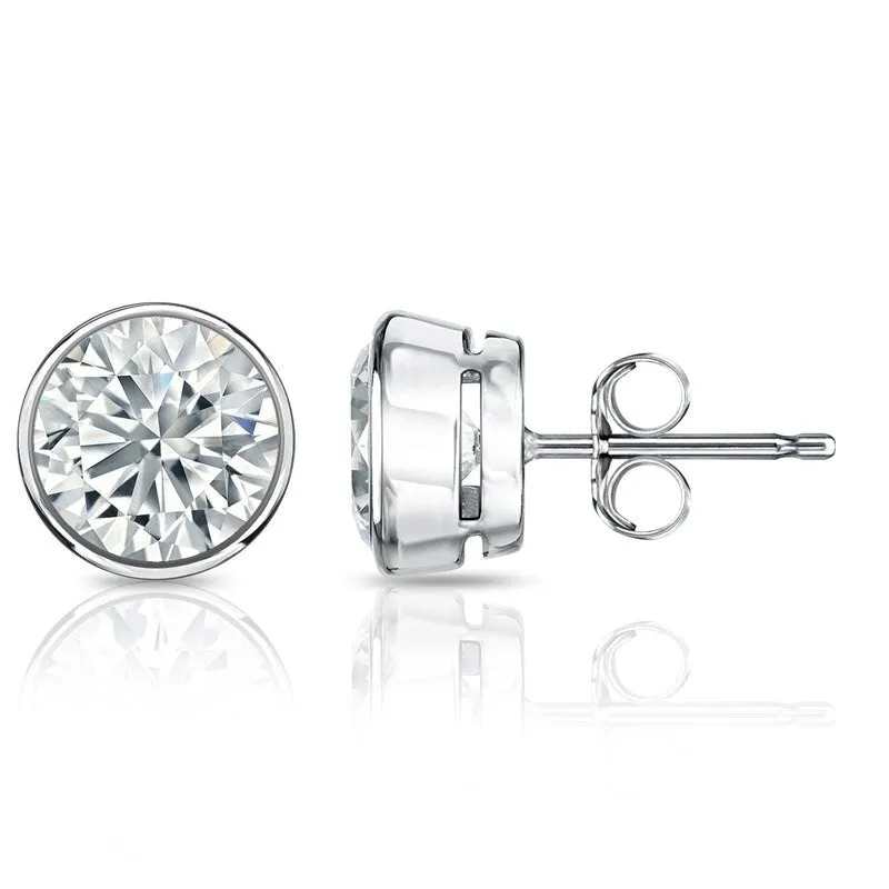 Auriya 2 1/2ctw Round Diamond Stud Earrings Bezel-set 18k Gold - GIA Certified sold by Zulily product image thumbnail 2