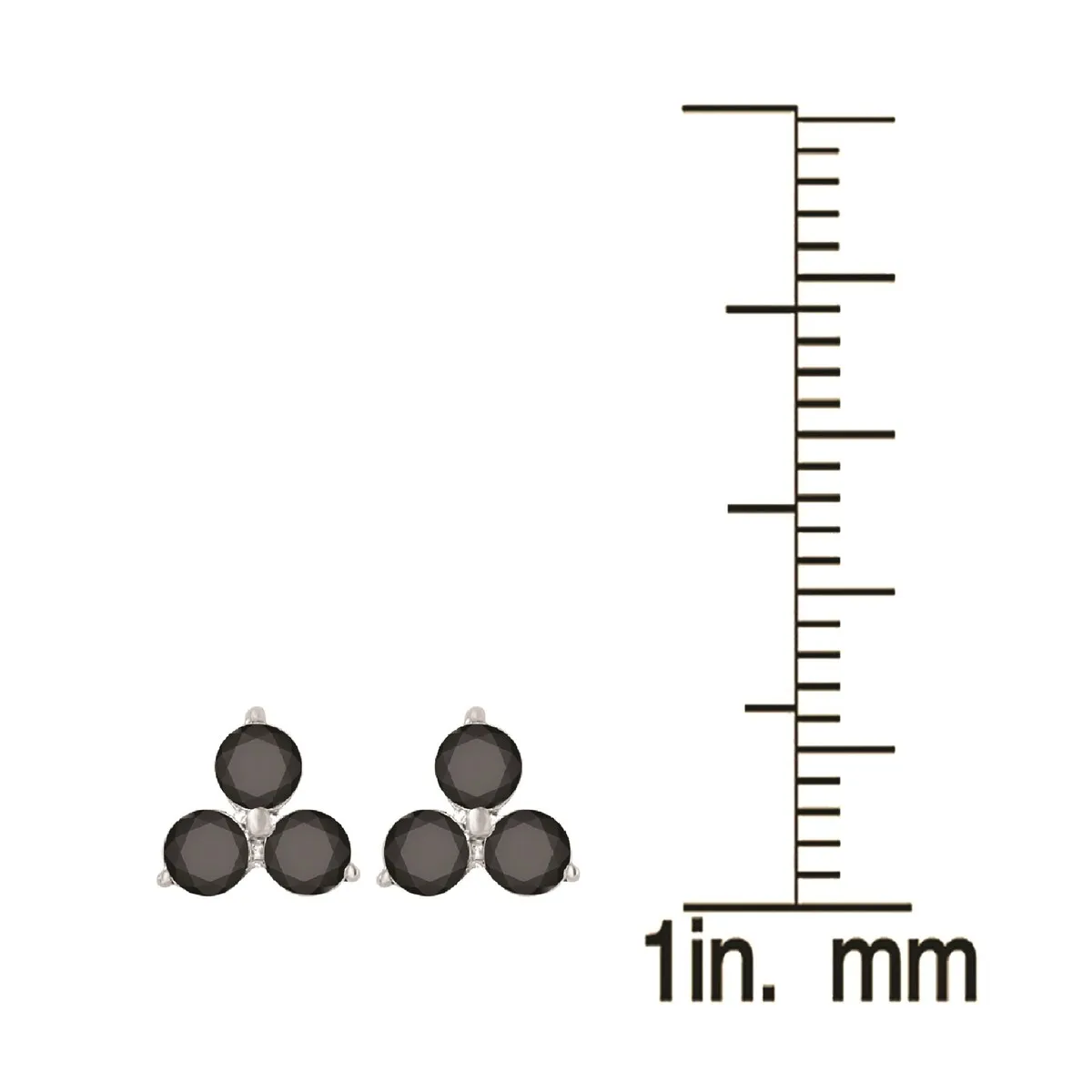 Sterling Silver with Genuine Black Diamond 3- Stone Stud Earring sold by Zulily product image thumbnail 3