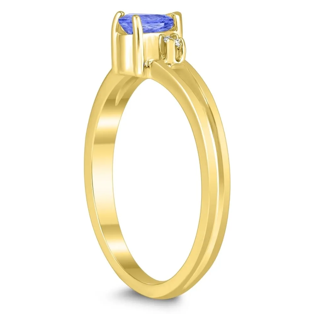 5X3MM Tanzanite and Diamond Pear Shaped Open Three Stone Ring in 10K Yellow Gold sold by Zulily product image thumbnail 2