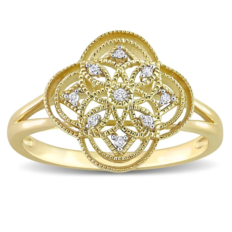 Miadora 10k Yellow Gold Diamond Accent Quatrefoil Lace Ring sold by Zulily