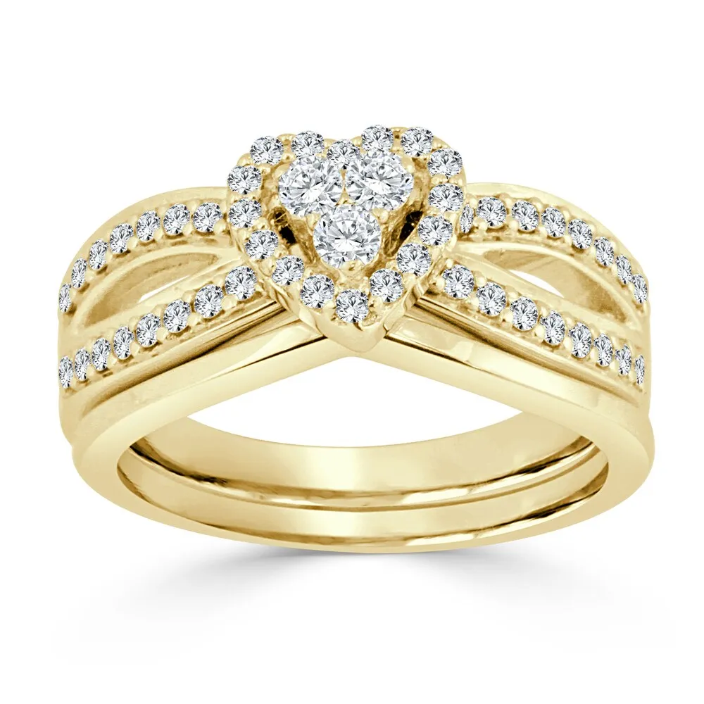 14k Gold 1/2ct TDW Cluster Diamond Engagement Ring Set by Auriya sold by Zulily product image thumbnail 2