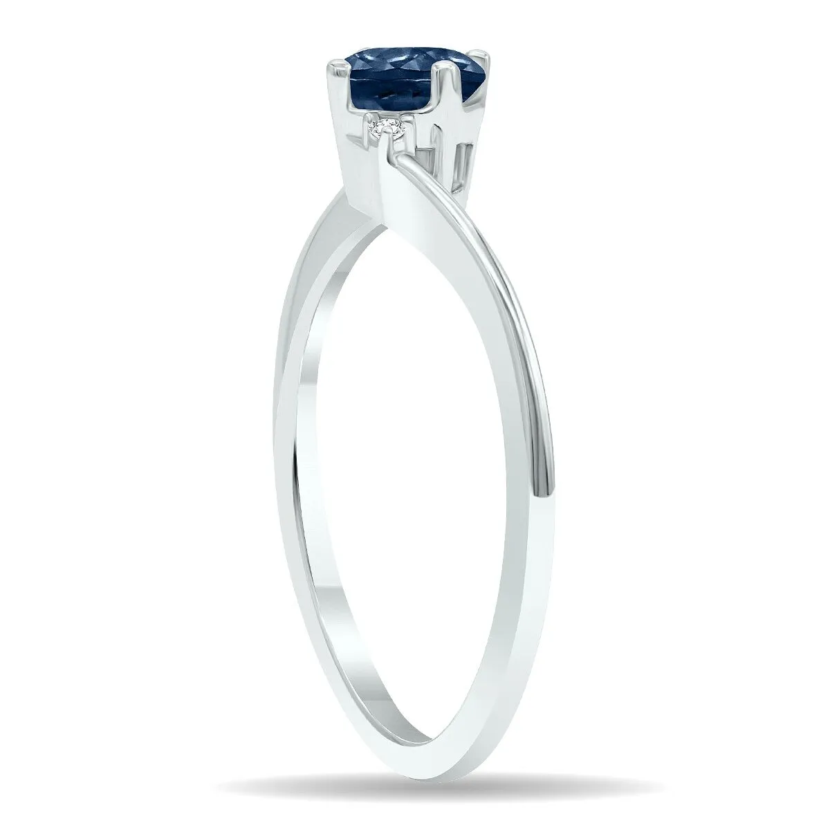 Women's Sapphire and Diamond Wave Ring in 10K White Gold sold by Zulily product image thumbnail 2