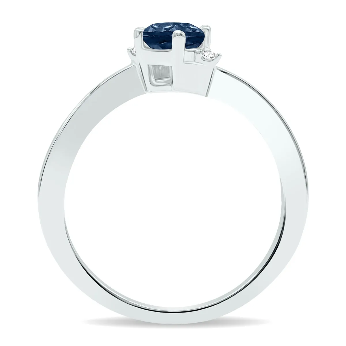 Women's Sapphire and Diamond Wave Ring in 10K White Gold sold by Zulily