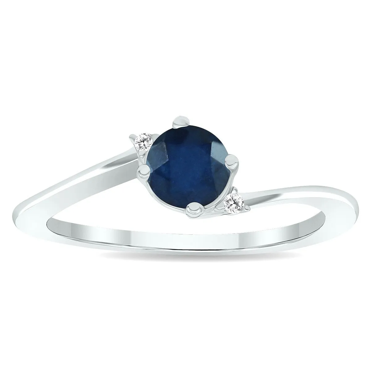 Women's Sapphire and Diamond Wave Ring in 10K White Gold sold by Zulily product image thumbnail 4