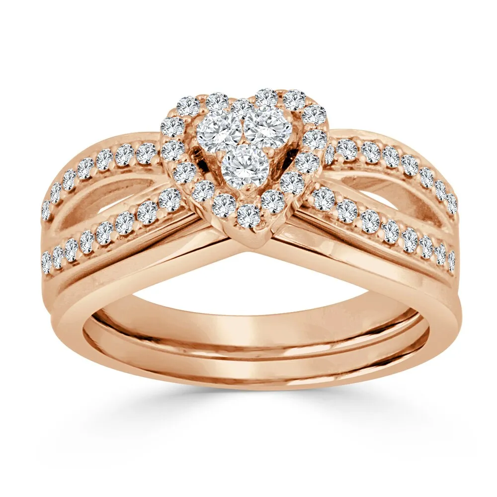 14k Gold 1/2ct TDW Cluster Diamond Engagement Ring Set by Auriya sold by Zulily product image thumbnail 3