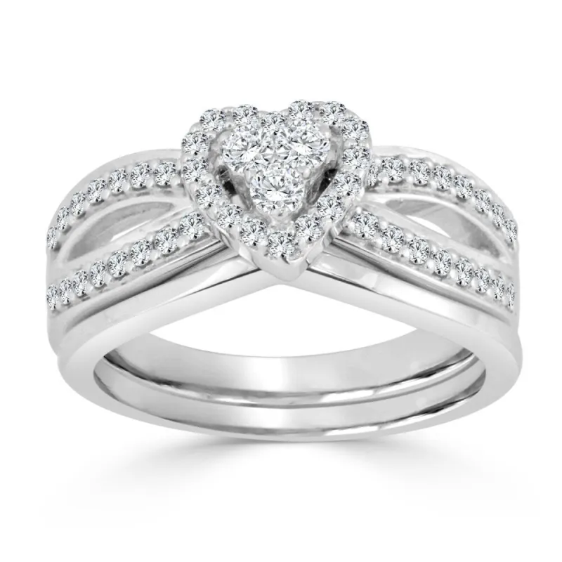 14k Gold 1/2ct TDW Cluster Diamond Engagement Ring Set by Auriya sold by Zulily
