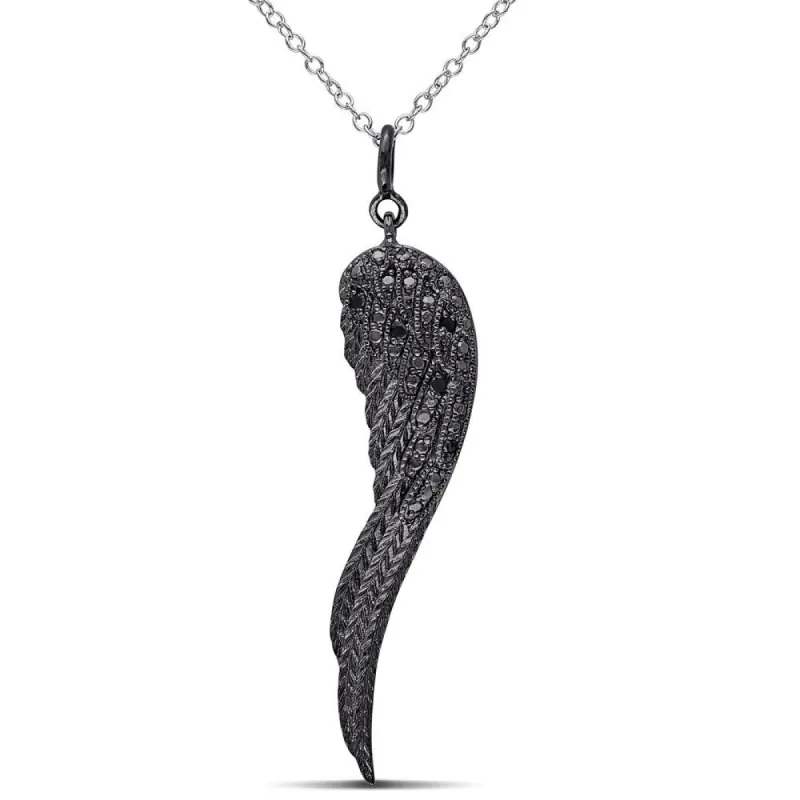 Miadora Sterling Silver Black Diamond Angel Wing Necklace sold by Zulily