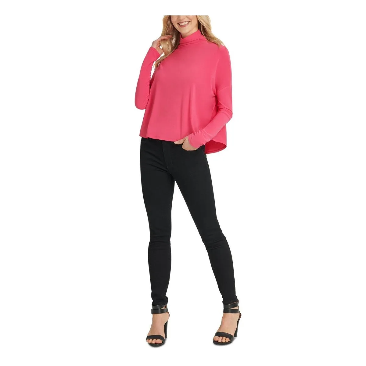 DKNY Women's Funnel Neck Dolman Sleeves Top Pink Size X-Small sold by Zulily