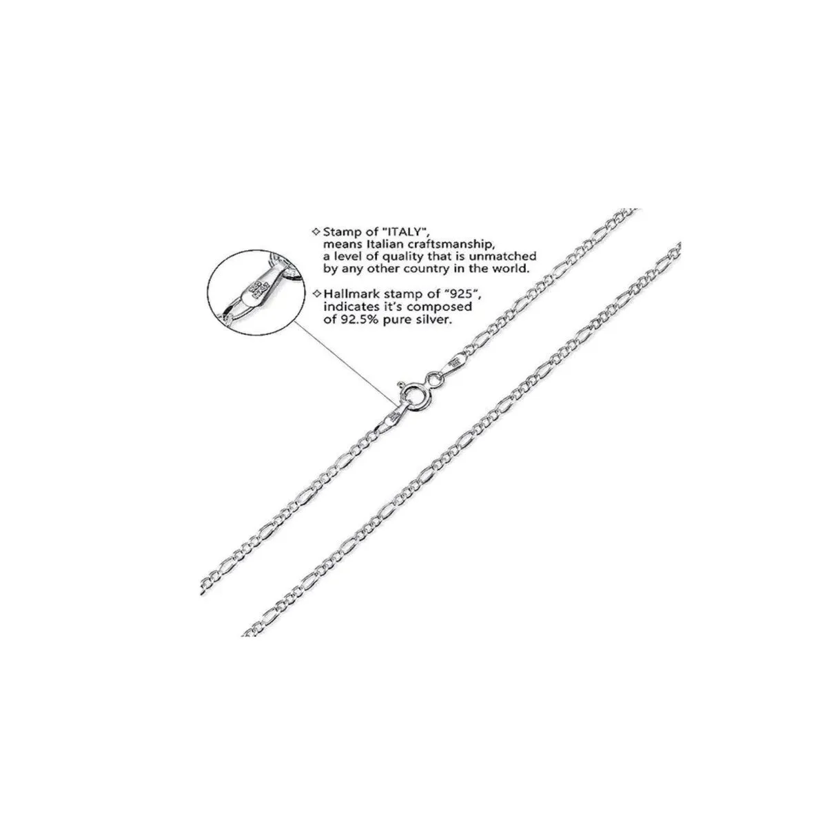 925 Sterling Silver 2MM Diamond Cut Figaro Chain Anklet 9" or 10" sold by Zulily product image thumbnail 3