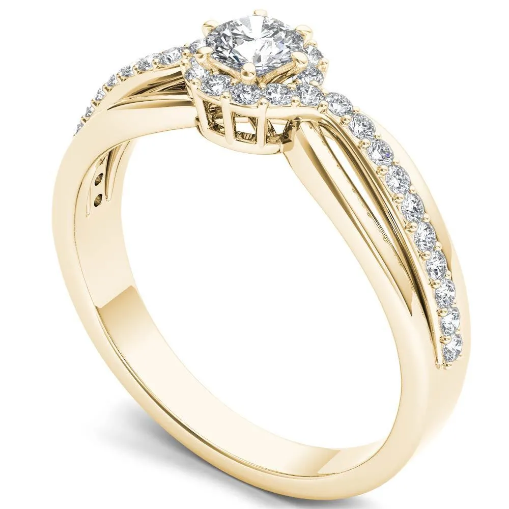 De Couer IGI Certified 10k Yellow Gold 1/2ct TDW Diamond Classic Bypass Engagement Ring sold by Zulily product image thumbnail 2