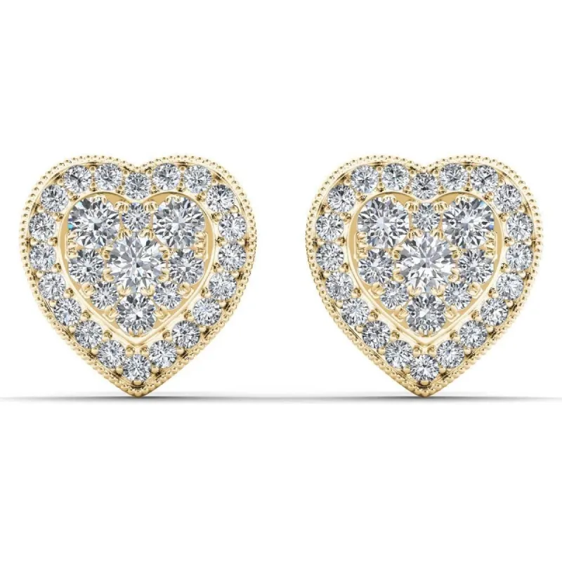 De Couer 10k Yellow Gold 1/3ct TDW Diamond Cluster Heart Stud Earrings sold by Zulily