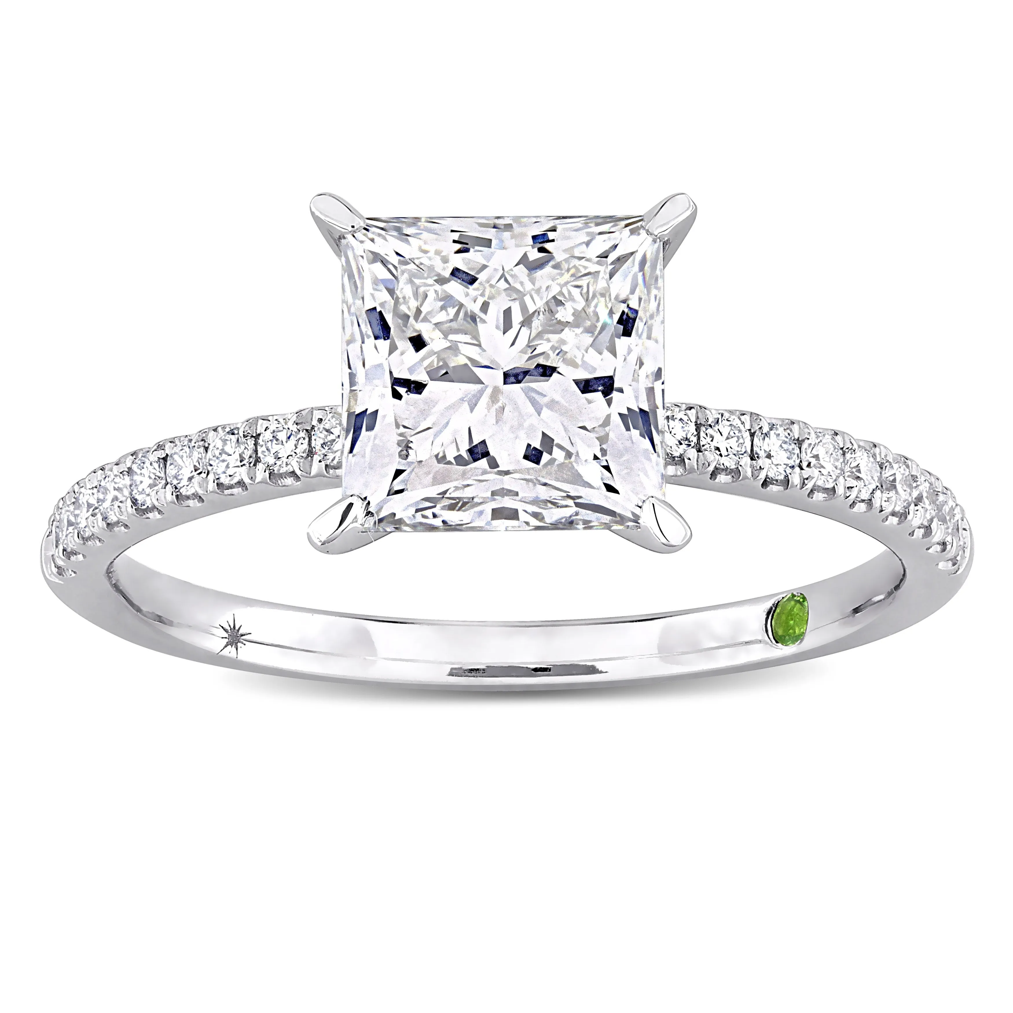 Created Forever 2 1/6ct TDW Princess-Cut Lab-Grown Diamonds and Tsavorite Accent Ring in 14k White Gold sold by Zulily product image thumbnail 2