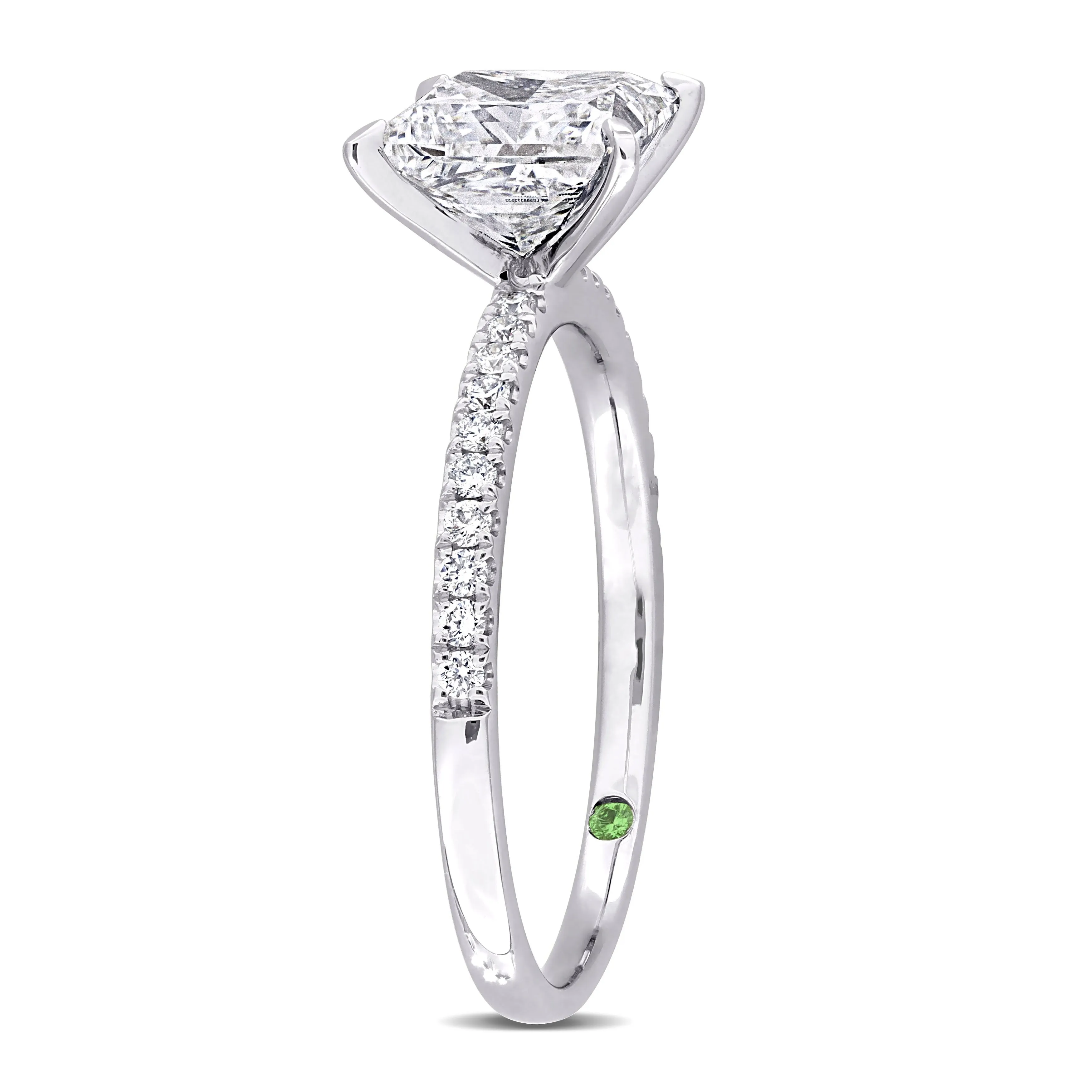 Created Forever 2 1/6ct TDW Princess-Cut Lab-Grown Diamonds and Tsavorite Accent Ring in 14k White Gold sold by Zulily product image thumbnail 3