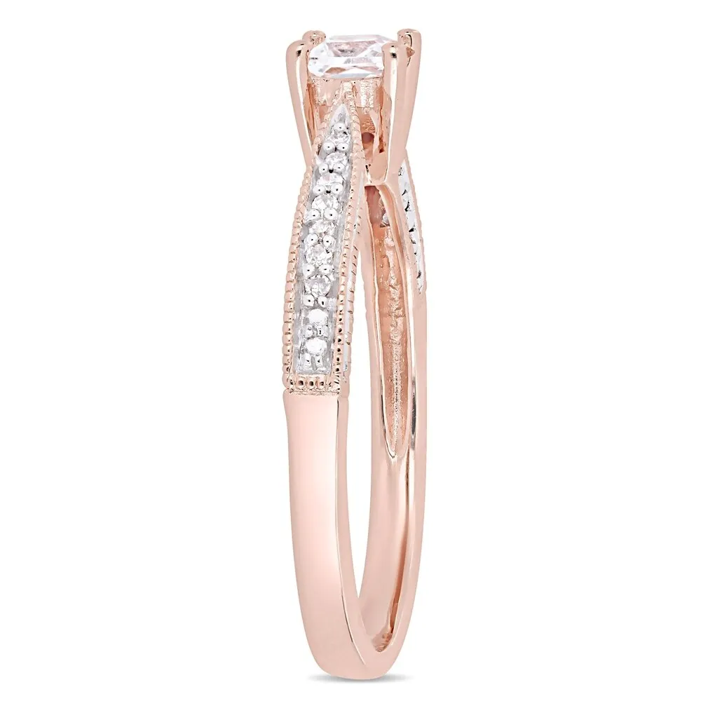 Miadora Rose Plated Sterling Silver Created White Sapphire Diamond Engagement Ring sold by Zulily product image thumbnail 3