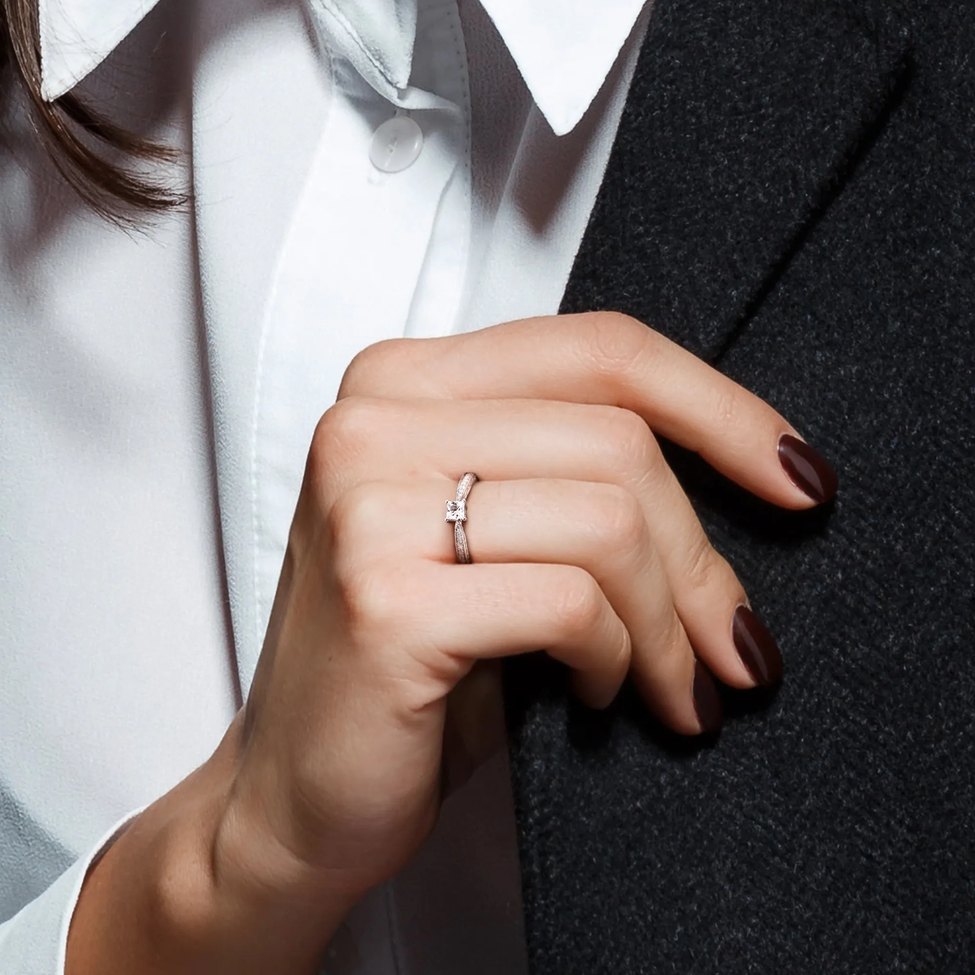 Miadora 1/3ct TGW Created White Sapphire and Diamond Accent Engagement Ring in Sterling Silver sold by Zulily product image thumbnail 5