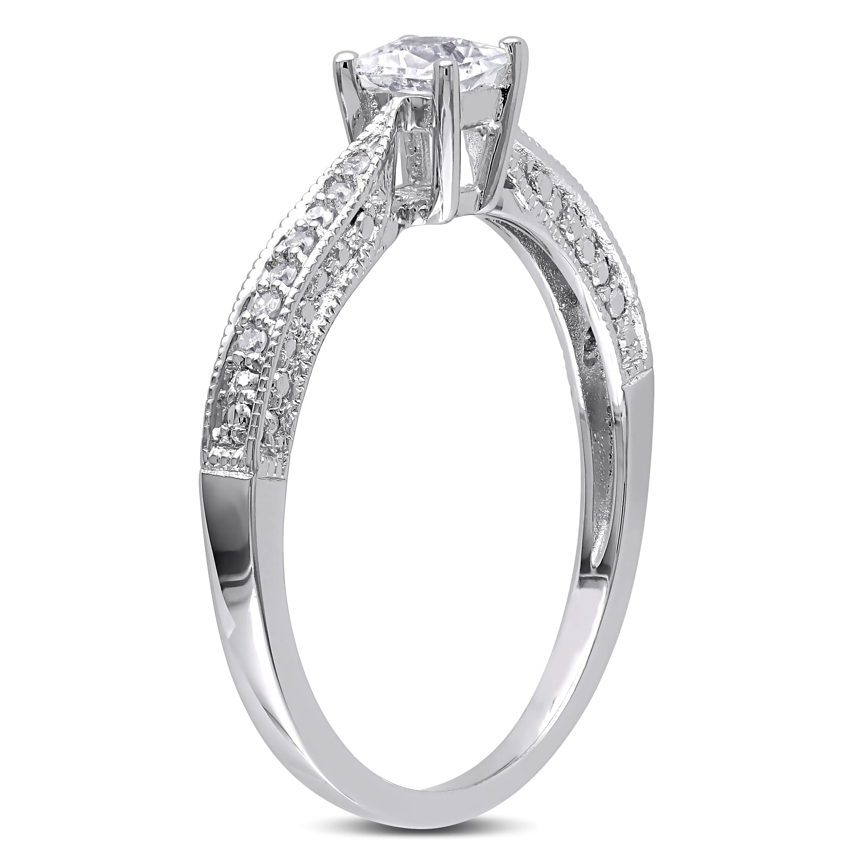 Miadora 1/3ct TGW Created White Sapphire and Diamond Accent Engagement Ring in Sterling Silver sold by Zulily product image thumbnail 2