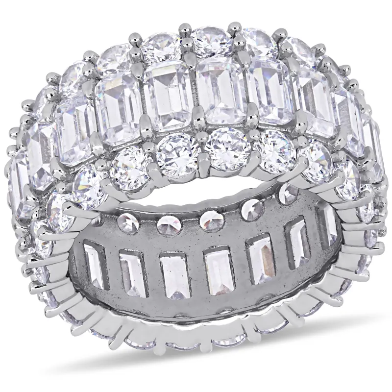 Miadora 19 CT TGW Emerald and Round-Cut Cubic Zirconia Multi-Row Full-Eternity Band in Sterling Silver sold by Zulily