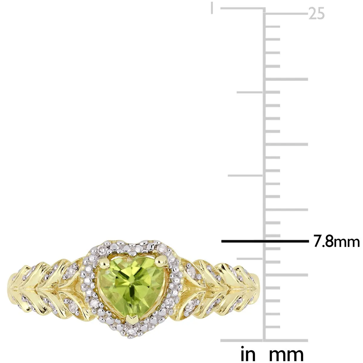 Miadora 10k Yellow Gold Peridot and Diamond Heart Halo Ring sold by Zulily product image thumbnail 3