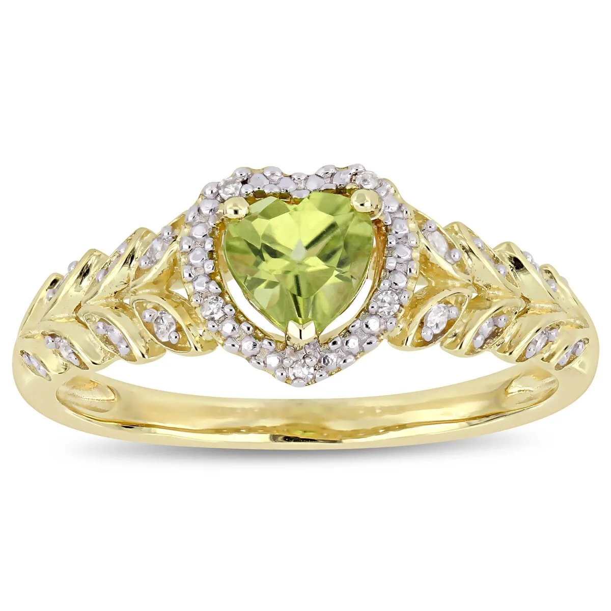 Miadora 10k Yellow Gold Peridot and Diamond Heart Halo Ring sold by Zulily