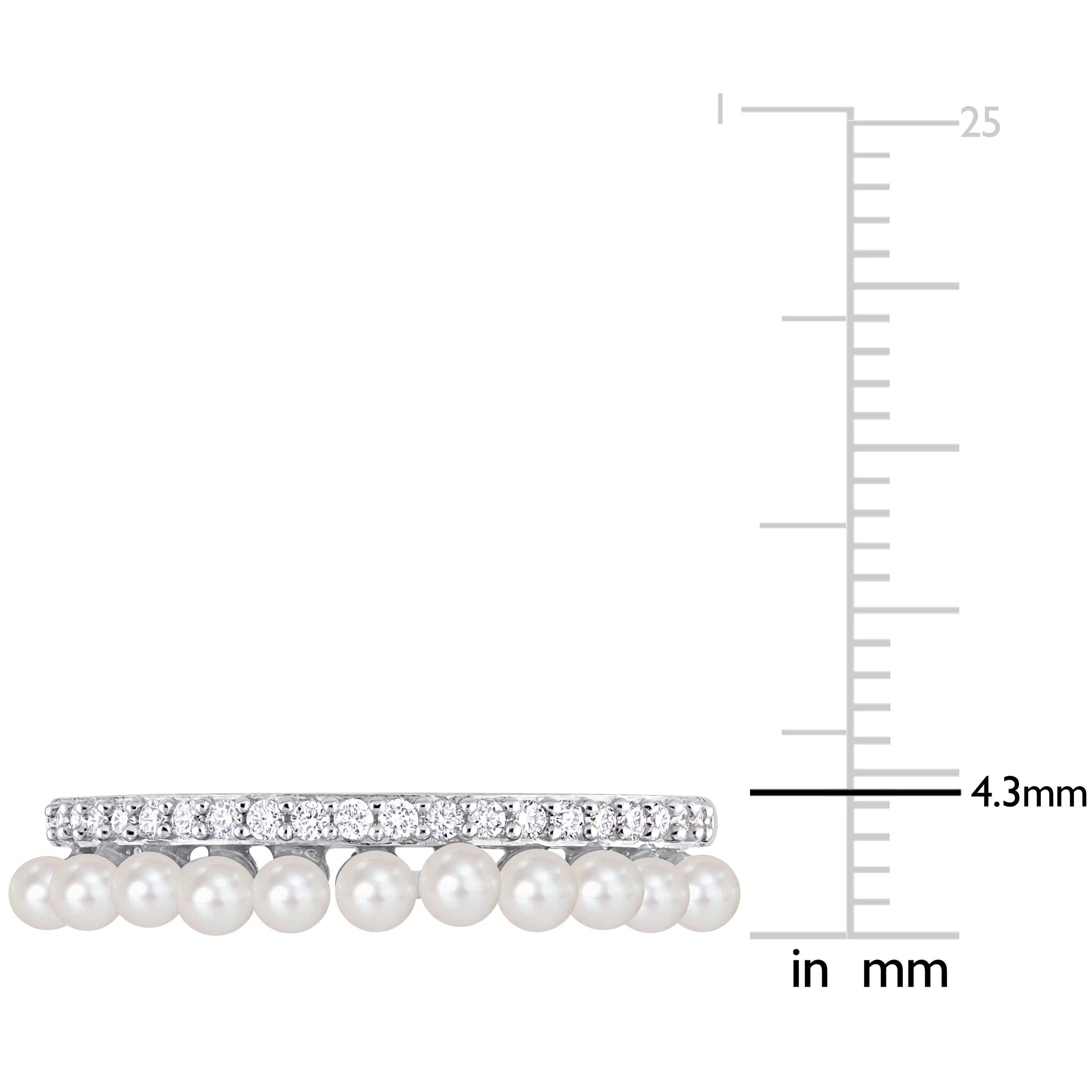 Miadora White Cultured Freshwater Pearl and 1/6ct TDW Diamond Eternity Ring in 14k White Gold sold by Zulily product image thumbnail 4