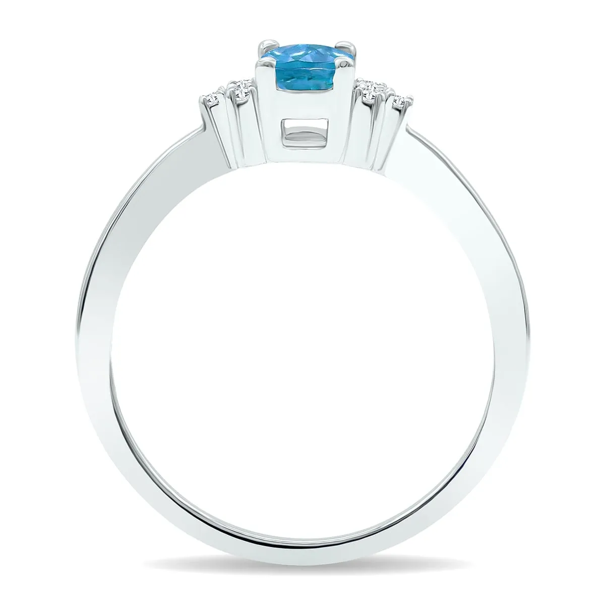 Women's Blue Topaz and Diamond Half Moon Ring in 10K White Gold sold by Zulily product image thumbnail 2