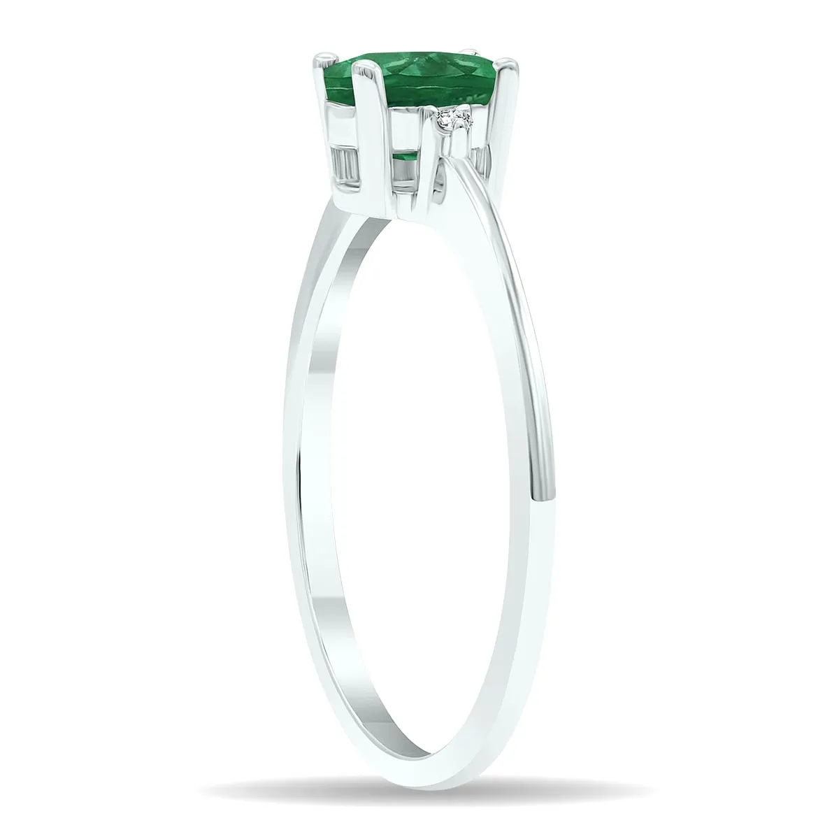 Women's Emerald and Diamond Classic Band in 10K White Gold sold by Zulily product image thumbnail 2