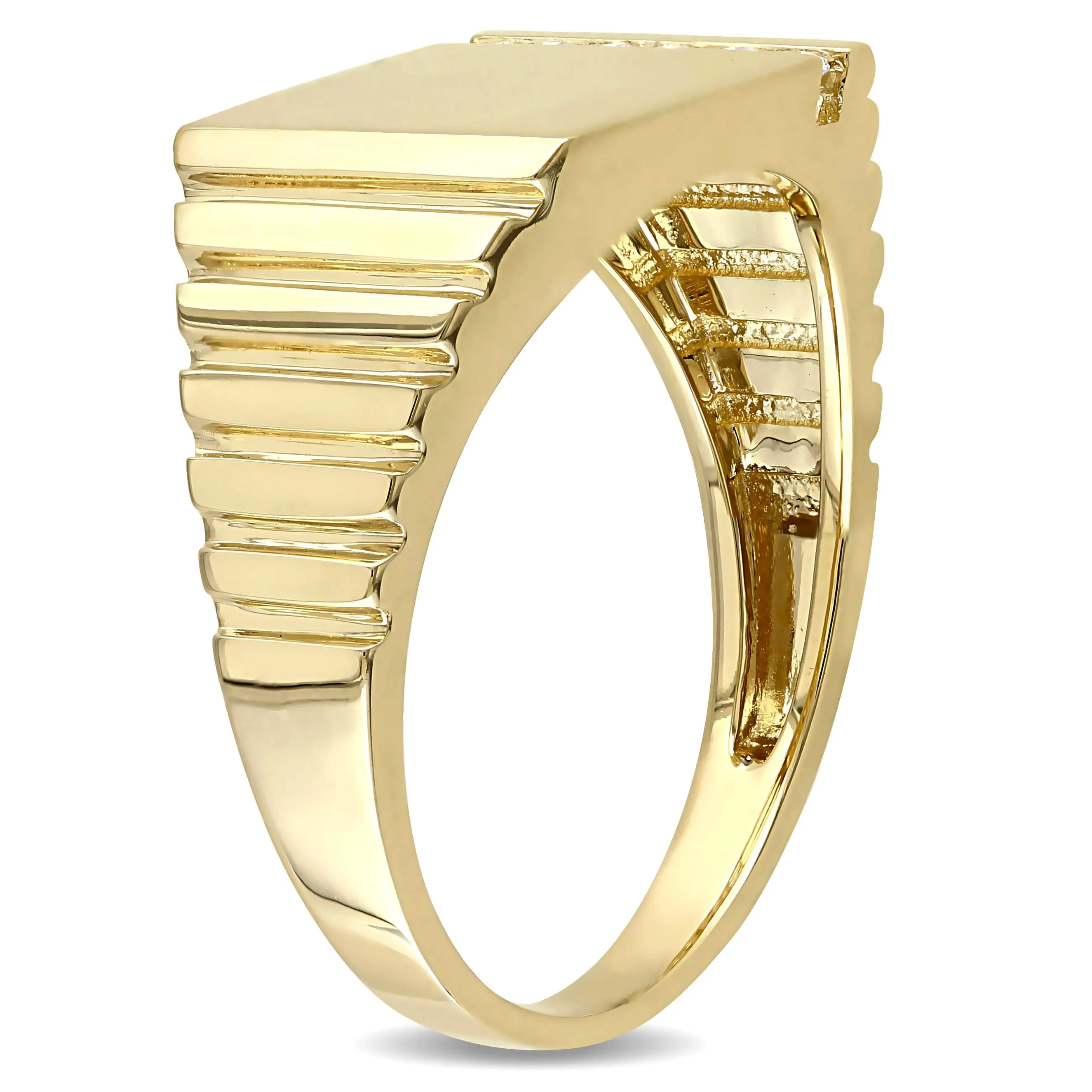 Miadora 1/10 CT TW Diamond Mens Signet Ring in 10k Yellow Gold sold by Zulily product image thumbnail 2