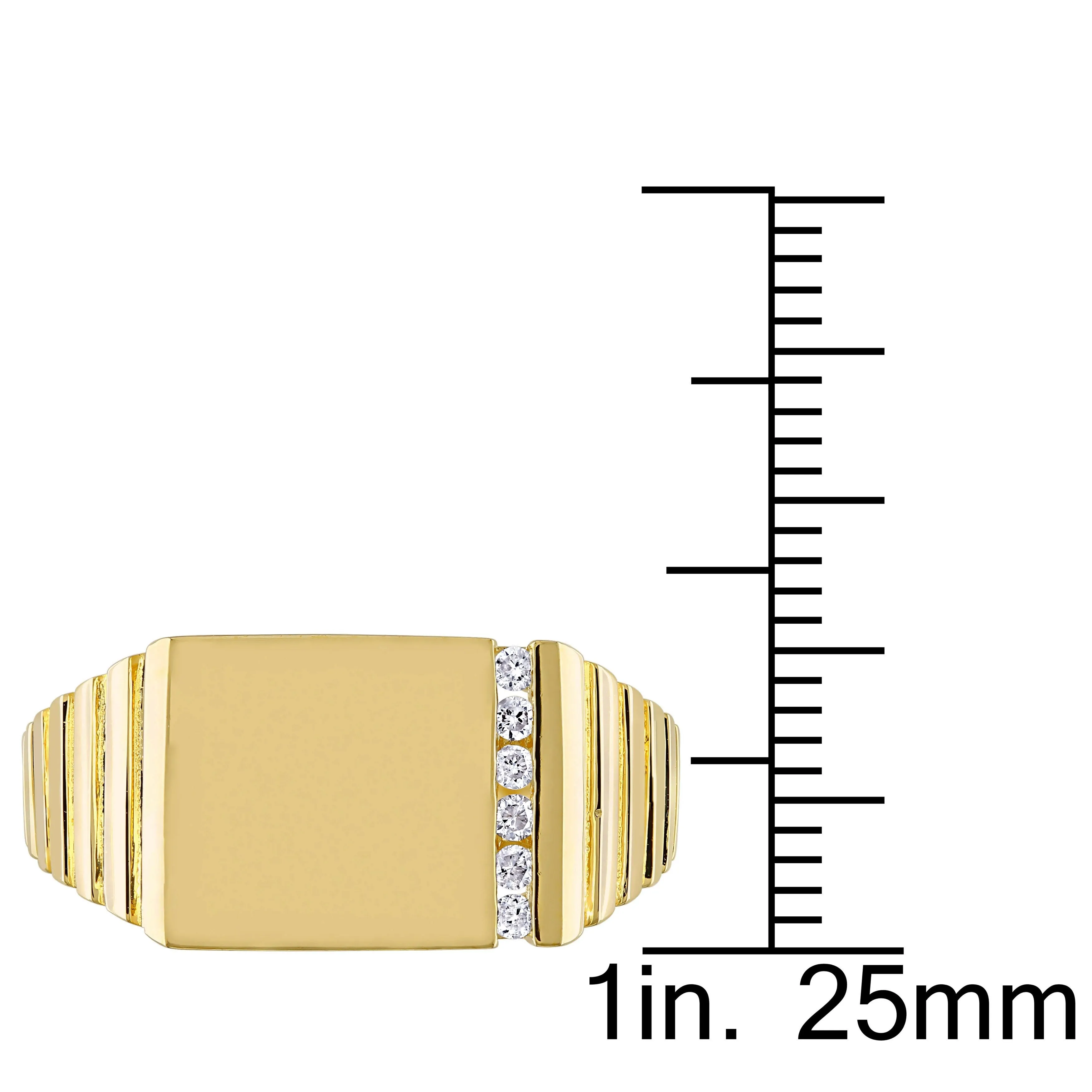 Miadora 1/10 CT TW Diamond Mens Signet Ring in 10k Yellow Gold sold by Zulily product image thumbnail 3
