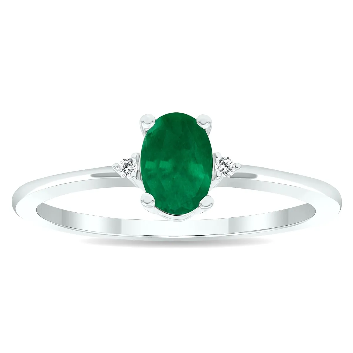 Women's Emerald and Diamond Classic Band in 10K White Gold sold by Zulily