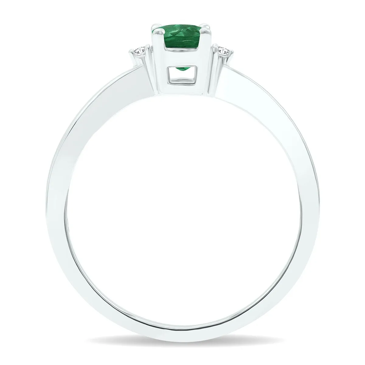 Women's Emerald and Diamond Classic Band in 10K White Gold sold by Zulily product image thumbnail 3