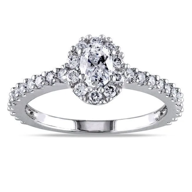 Miadora 14k White Gold 1ct TDW Certified Oval Halo Diamond Engagement Ring (IGL) sold by Zulily product image thumbnail 2