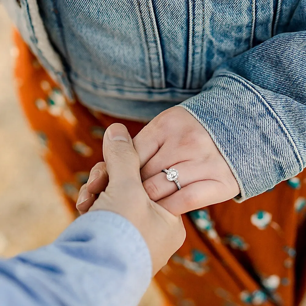 Miadora 14k White Gold 1ct TDW Certified Oval Halo Diamond Engagement Ring (IGL) sold by Zulily product image thumbnail 5