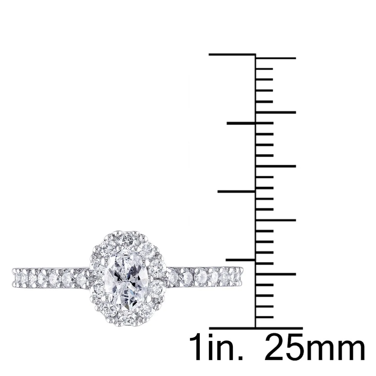Miadora 14k White Gold 1ct TDW Certified Oval Halo Diamond Engagement Ring (IGL) sold by Zulily product image thumbnail 3