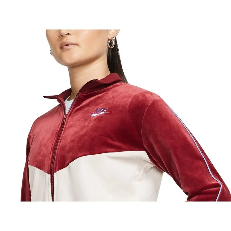 Nike Women's Sportswear Velour Colorblocked Jacket Red Size Large sold by Zulily product image thumbnail 3
