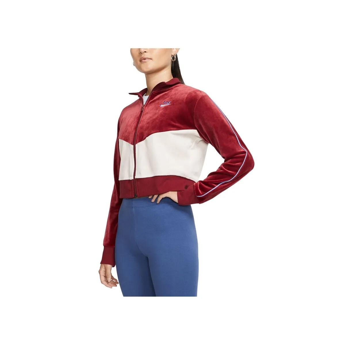 Nike Women's Sportswear Velour Colorblocked Jacket Red Size Large sold by Zulily